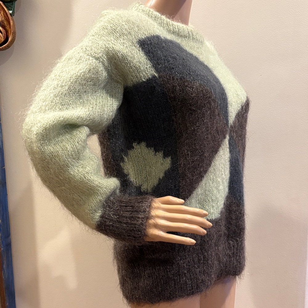 Vintage 80s Selina Knitwear England Luxury Mohair Art to Wear Geometric Sweater